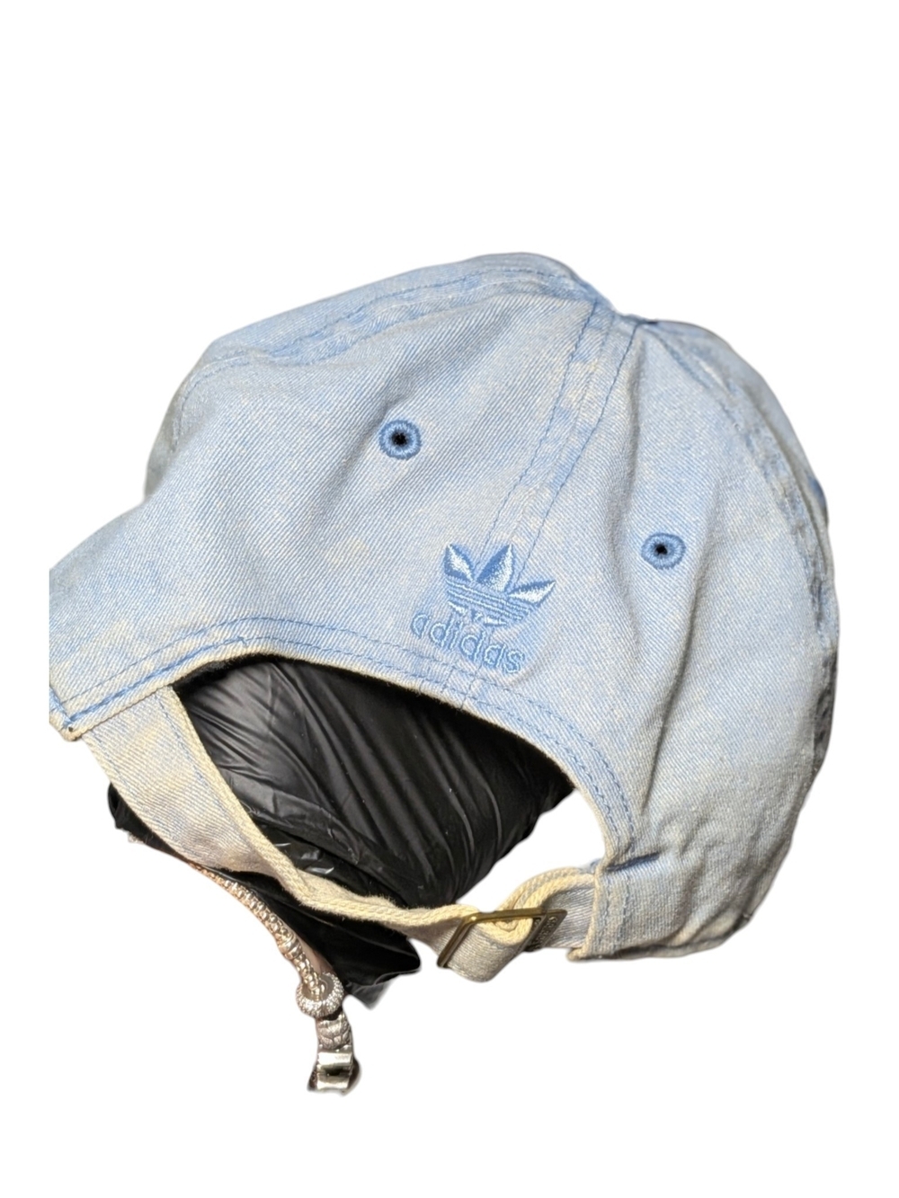 adidas Originals Relaxed Denim Baseball Cap Light Blue Washed Dad Hat OSFM - Picture 3 of 4
